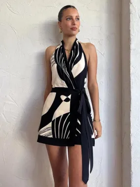 Sexy Backless V-neck Bodycon Dress: Elegant Club Print A-Line for Women