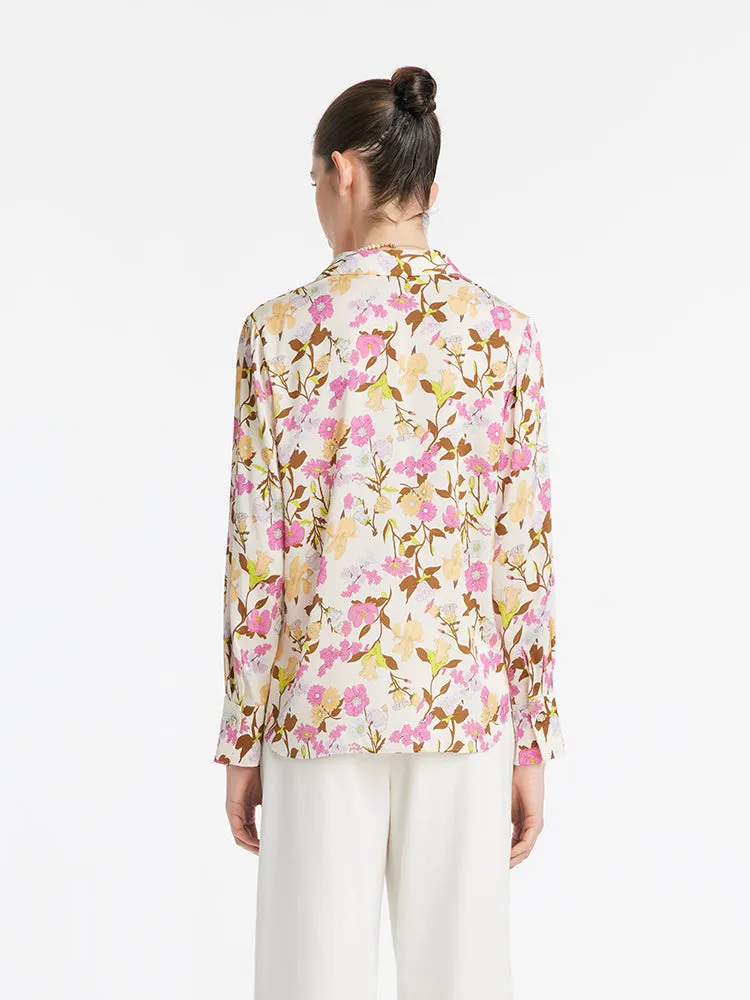 19 Momme Mulberry Silk Floral Printed Women Shirt