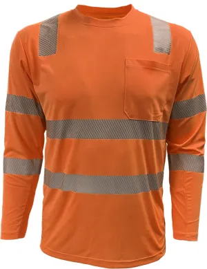 204CMPS-OR Hi-Vis Coolmax Safety Long Sleeve T-shirt with Pocket