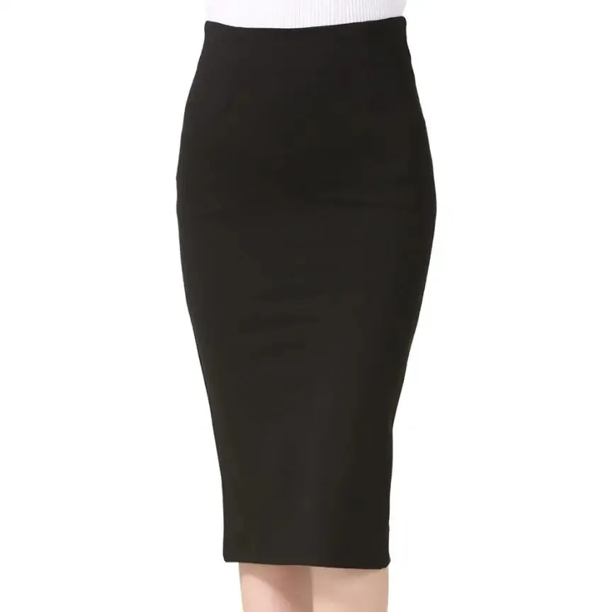 5XL Plus Size Women Pencil Skirts Autumn 2017 Elegant High Waist Bodycon Skirt Korean Fashion Elastic Work Office Skirt