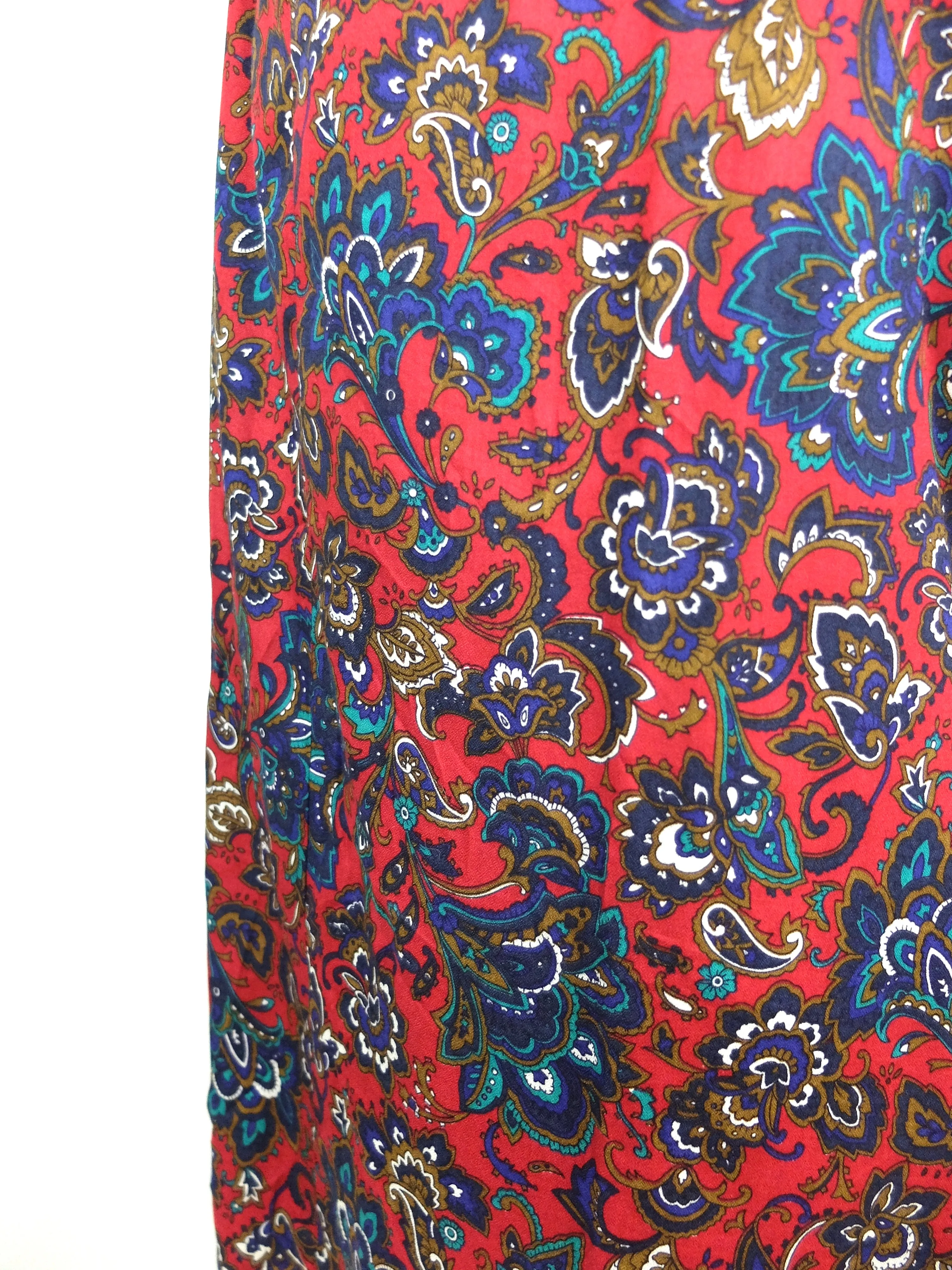 70s Psychedelic Bohemian Paisley Print High Waisted Full Circle Maxi Skirt