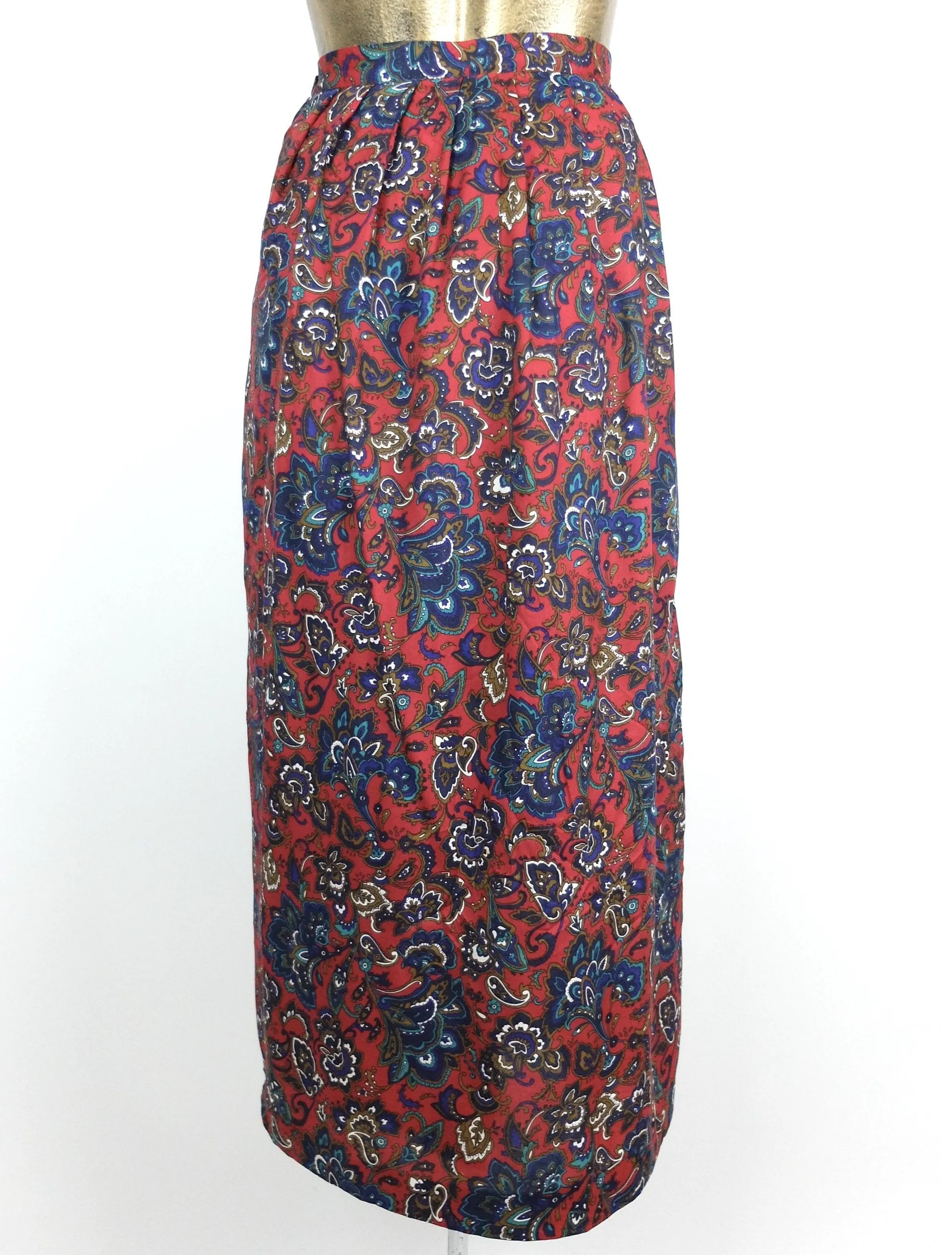 70s Psychedelic Bohemian Paisley Print High Waisted Full Circle Maxi Skirt