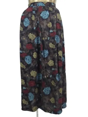 80s Bohemian Floral High Waisted Circle Maxi Skirt