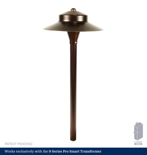 9 Series Pro Classic White Bourbon Brass LED Path Light - Shade 5