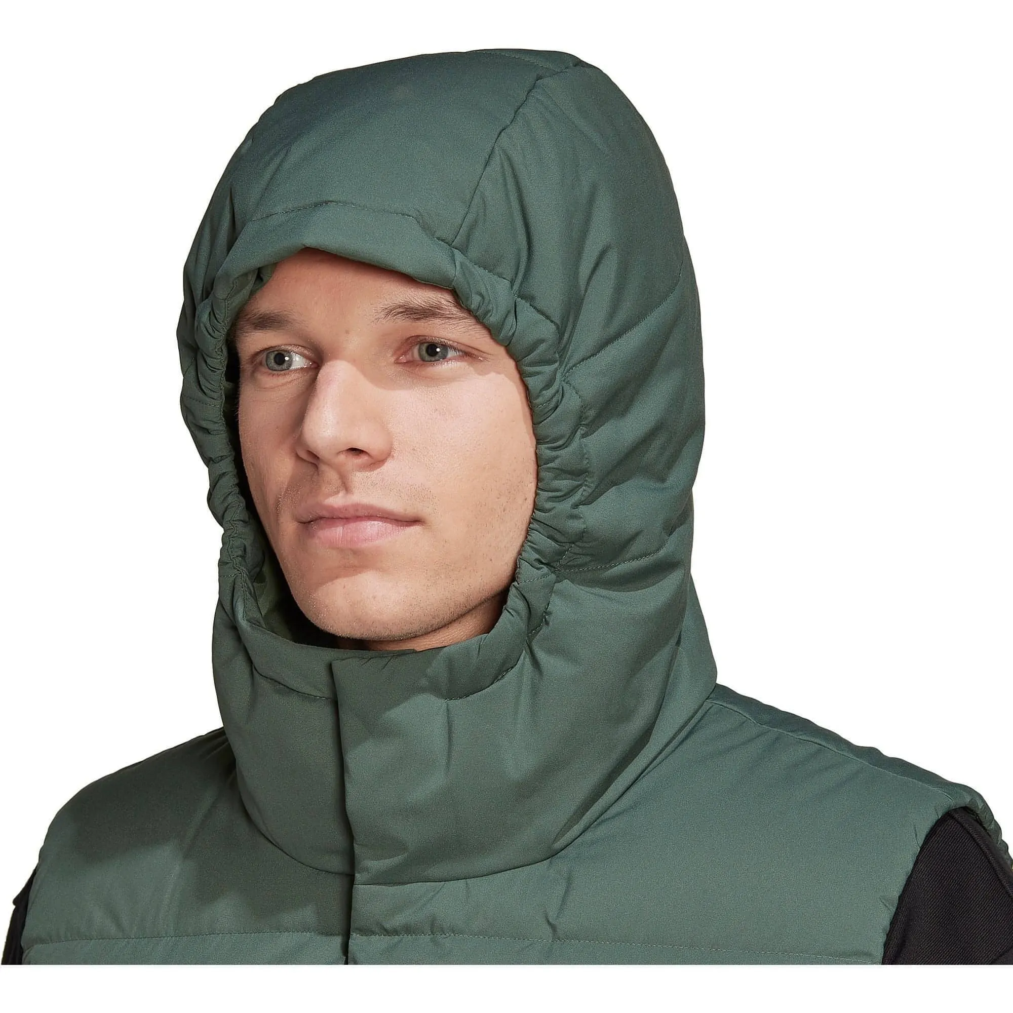 adidas Helionic Hooded Mens Down Gilet - Green