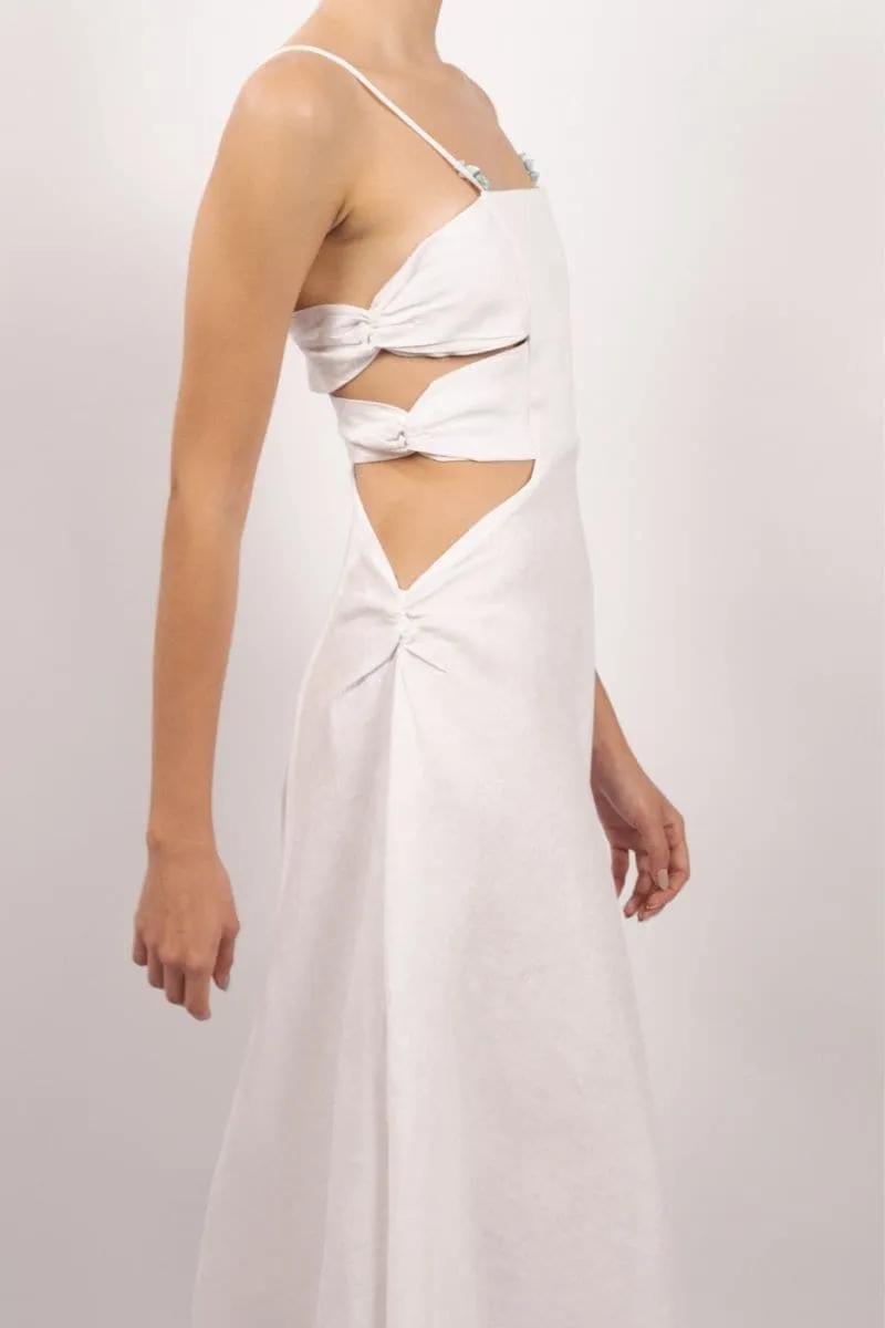 AGUA LINEN CUT-OUT MAXI DRESS