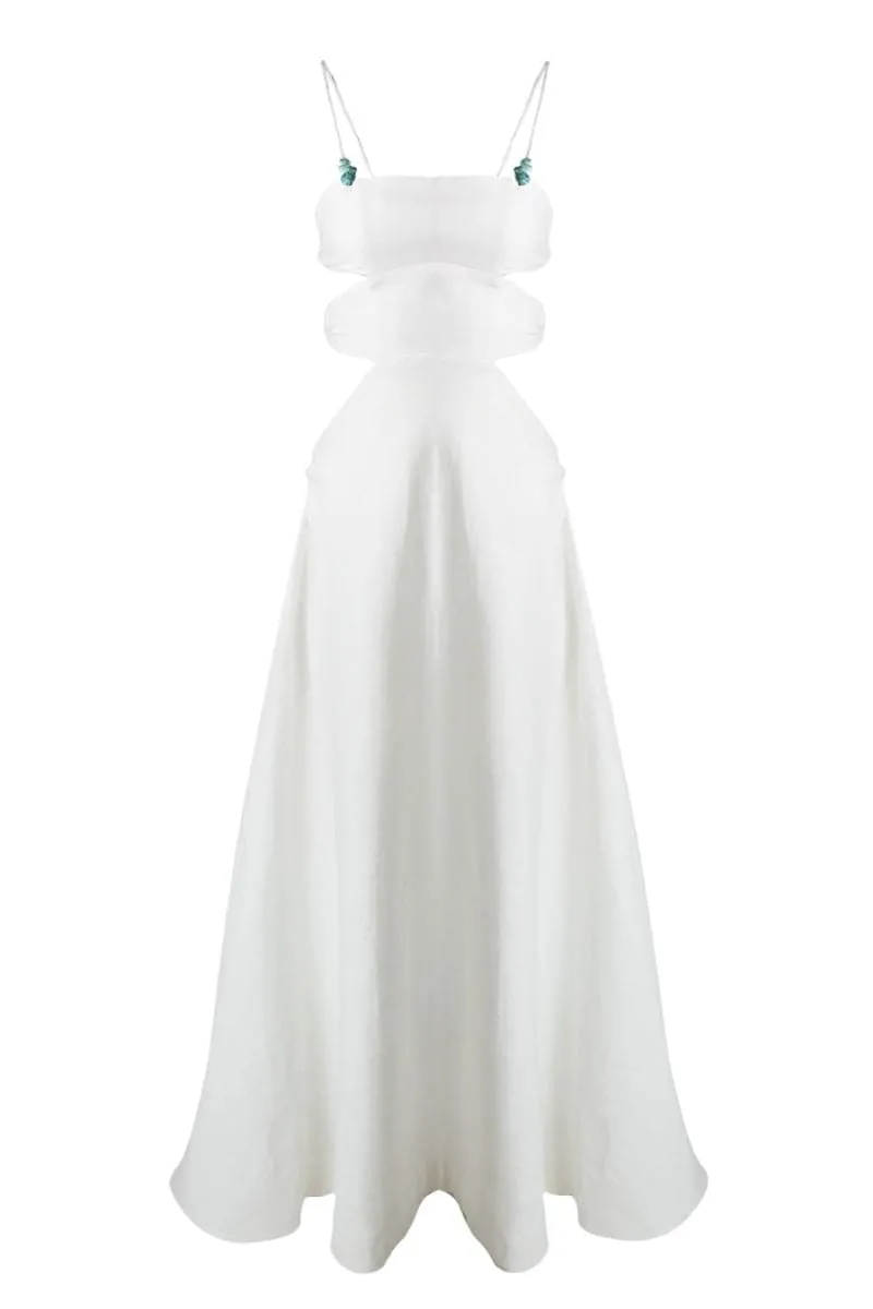 AGUA LINEN CUT-OUT MAXI DRESS