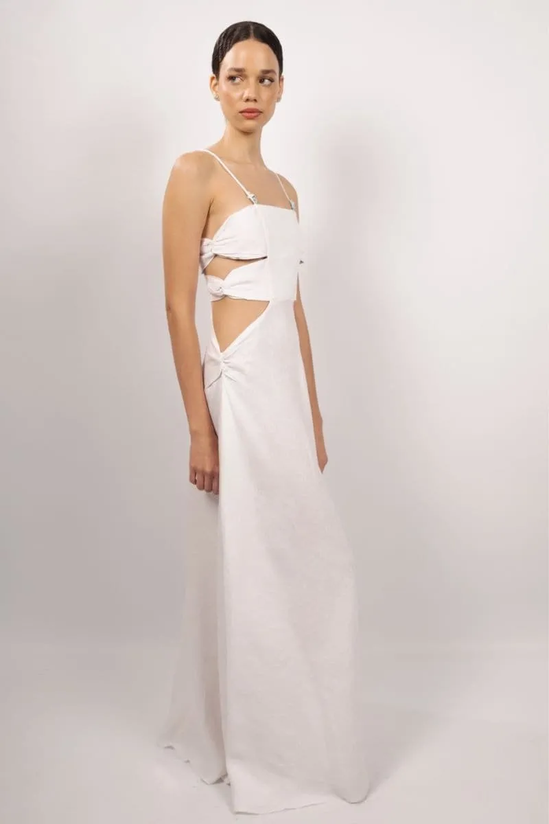 AGUA LINEN CUT-OUT MAXI DRESS