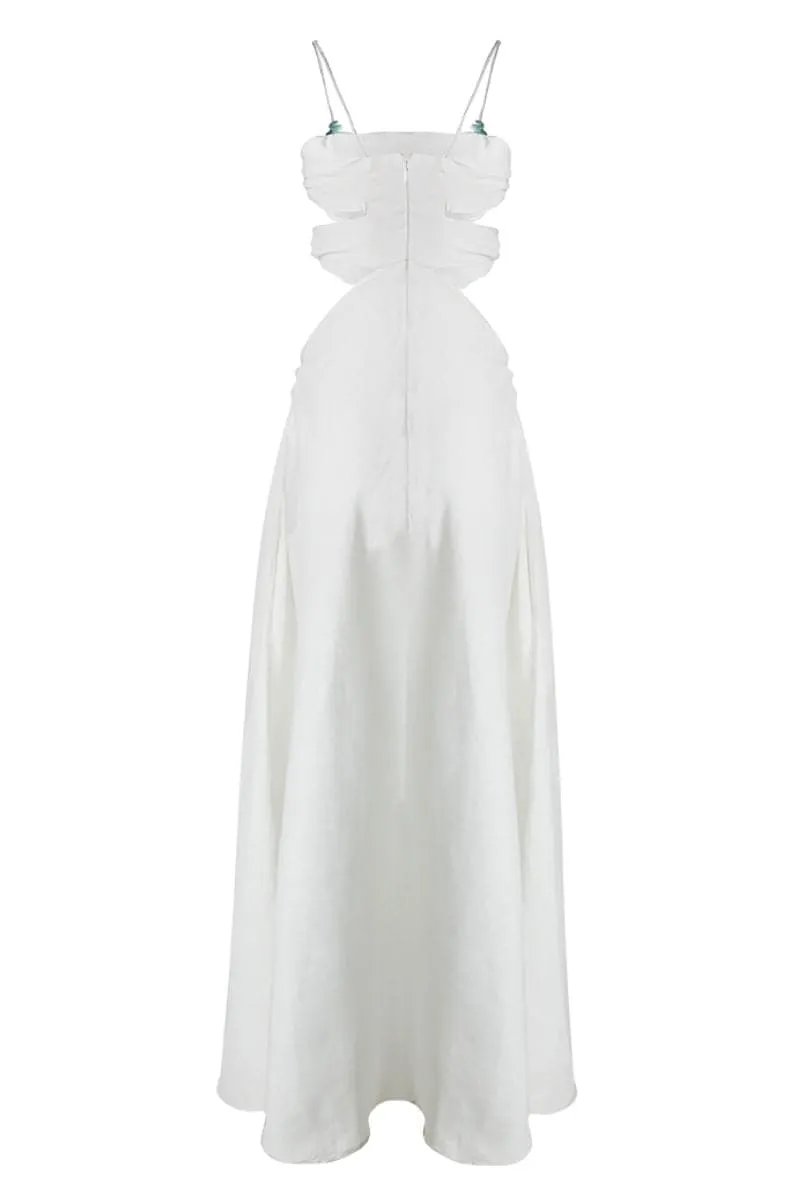 AGUA LINEN CUT-OUT MAXI DRESS