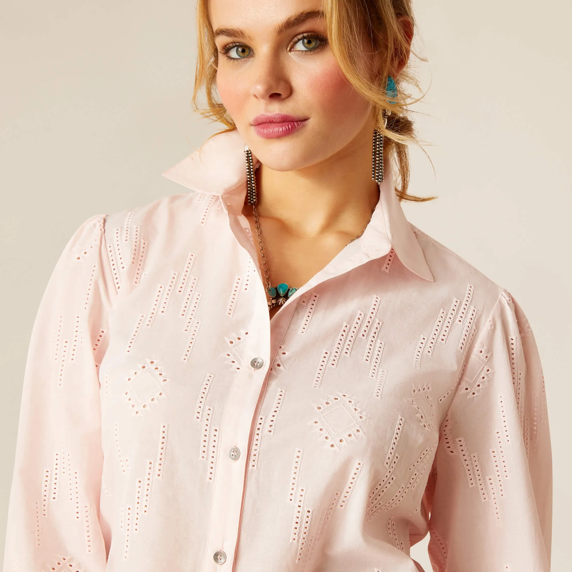 Ariat Women's Romantic Button Down Shirt in Icy Pink