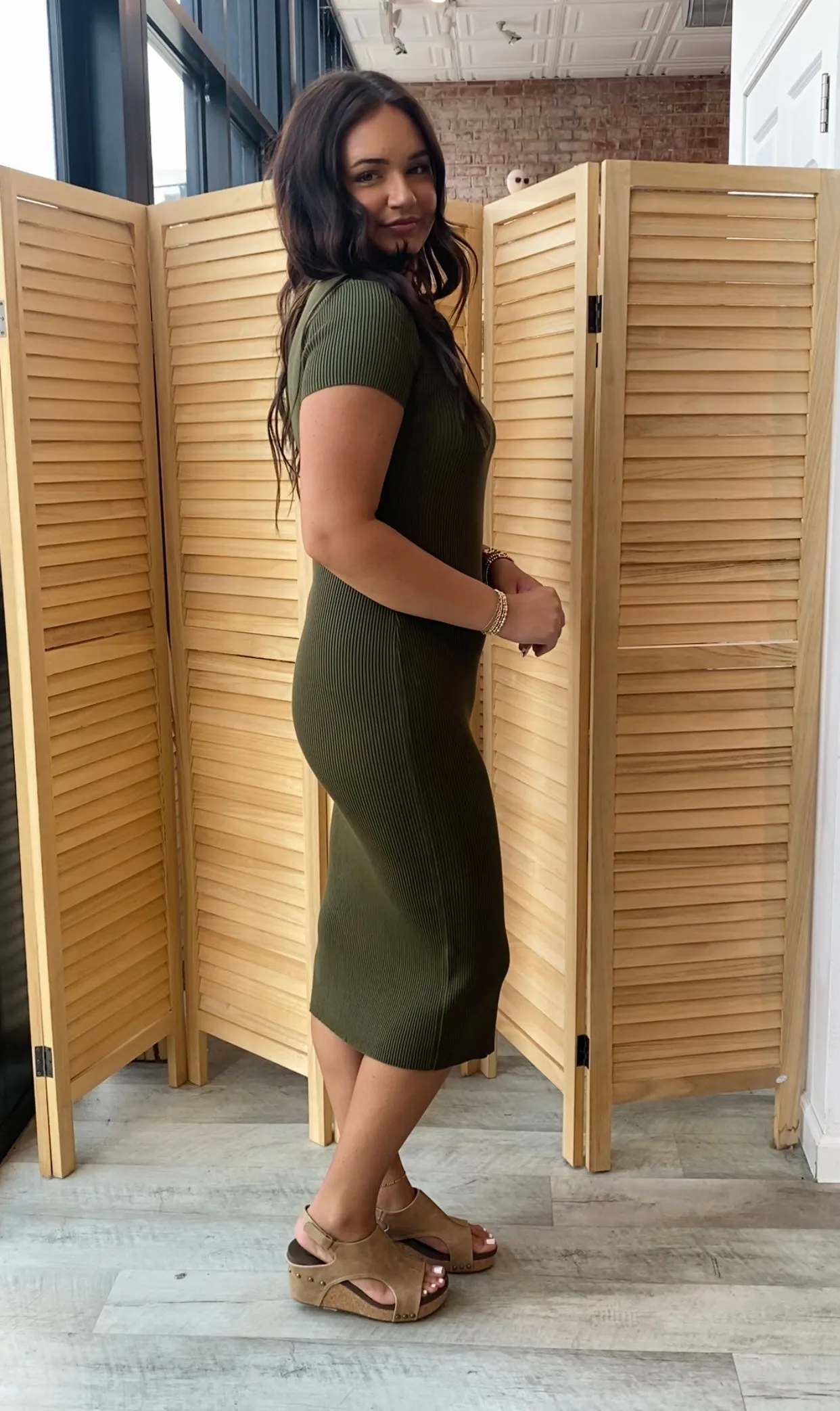 Attention Catcher Bodycon Dress | Olive