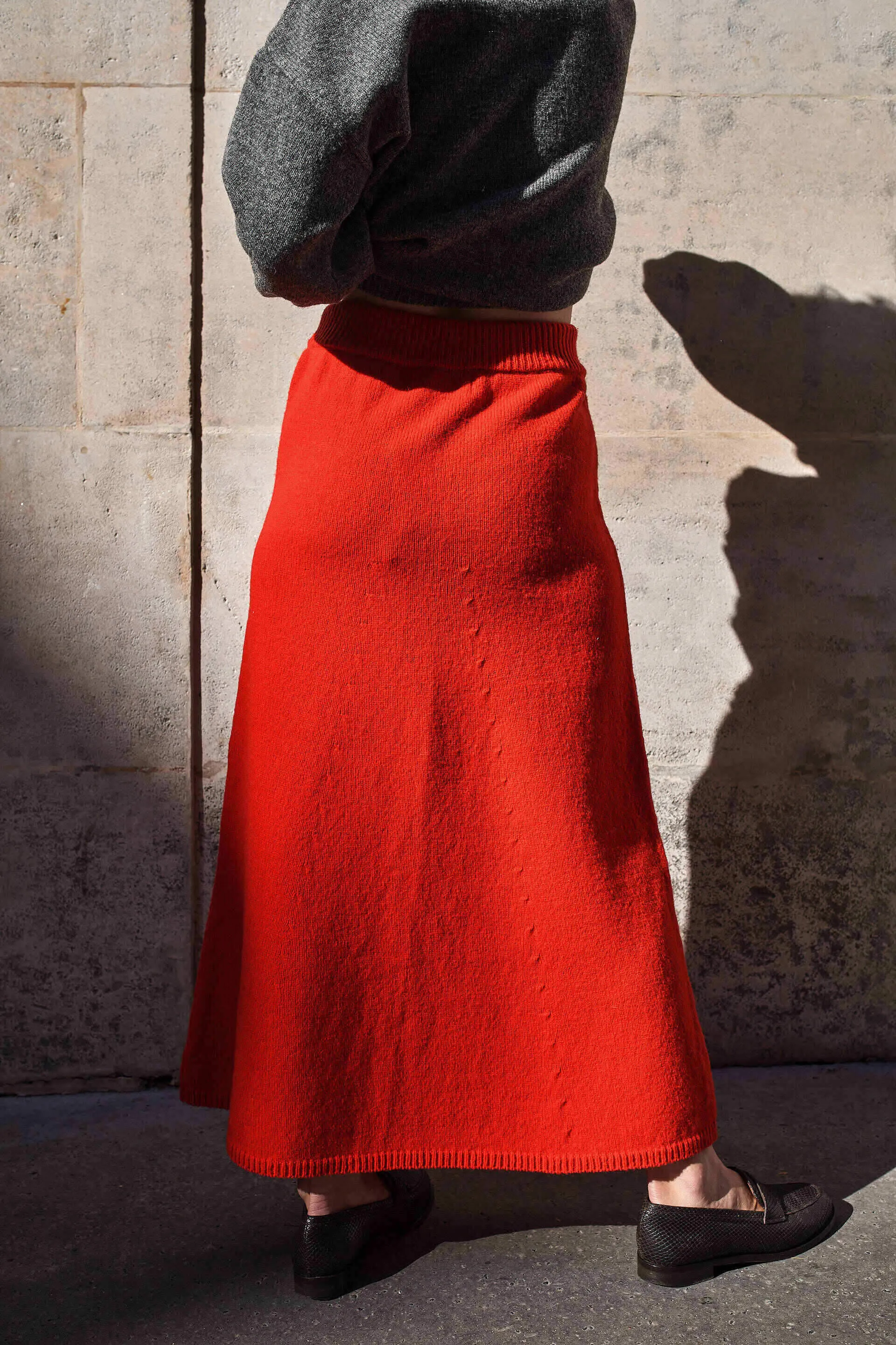 AUGUSTINE Flare Skirt in Merino Wool - Red