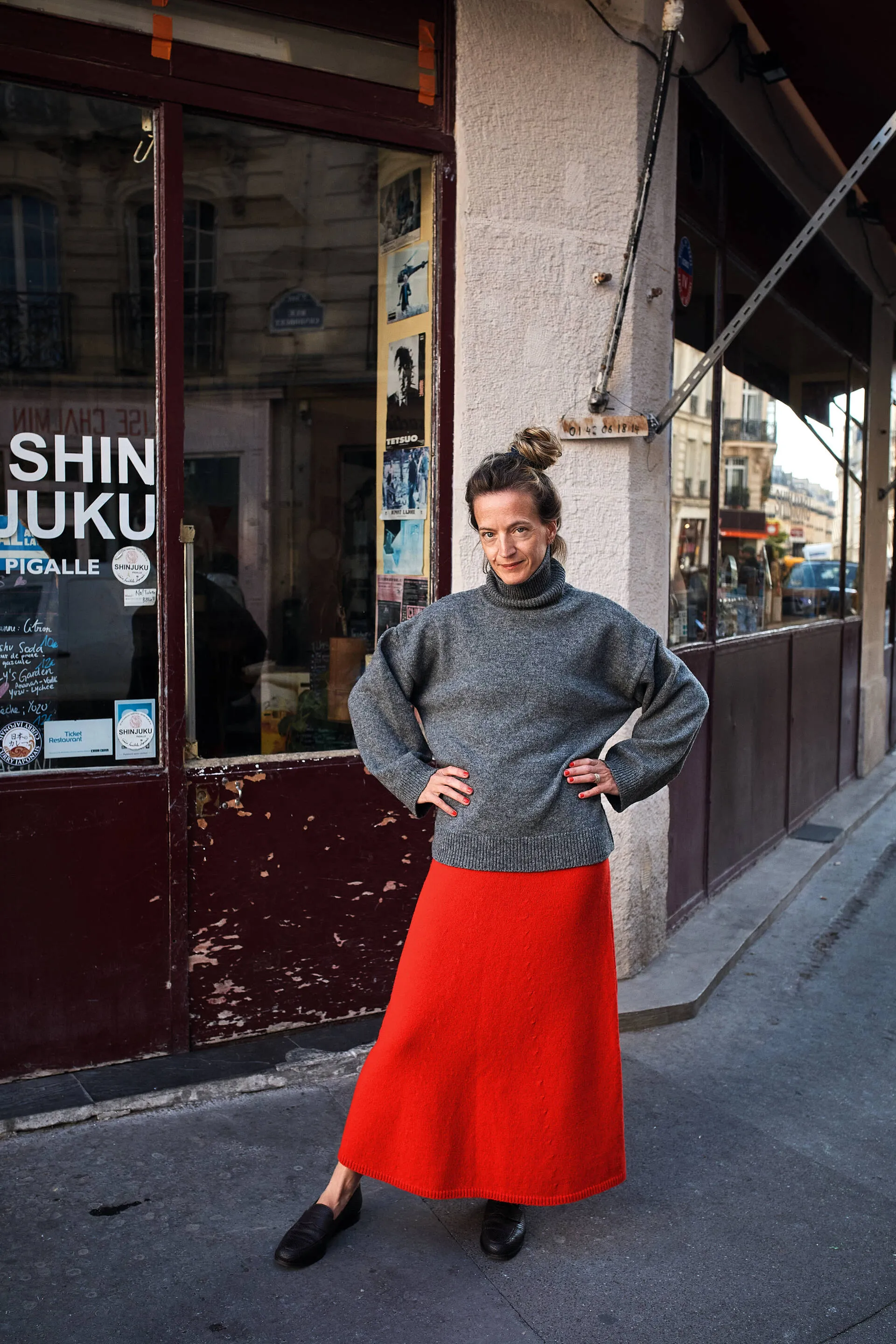 AUGUSTINE Flare Skirt in Merino Wool - Red