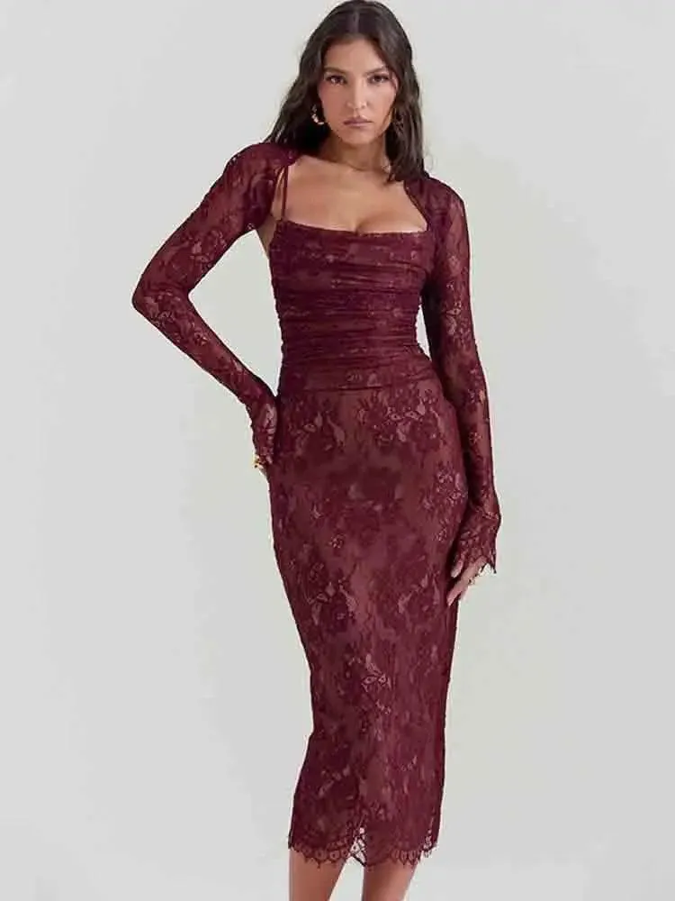 Avrilyaan Lace Bodycon Dress: Sophisticated Evening Wear