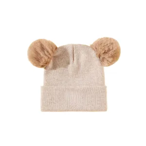 Baby Cub Cuddler Pom Pom Beanie in Latte