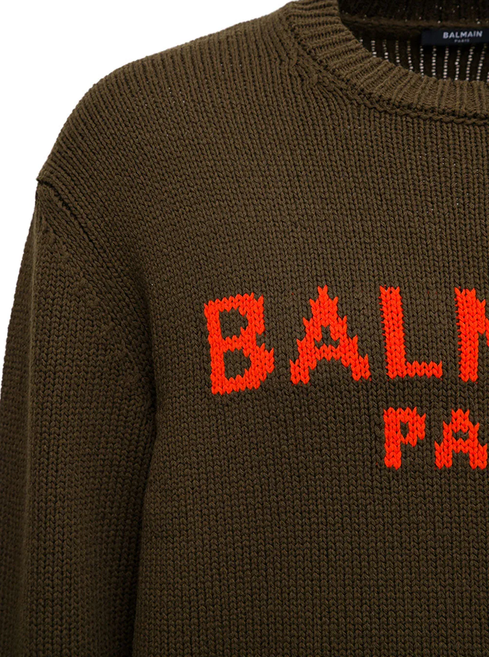 Balmain Logo Intarsia Knit Crewneck Jumper