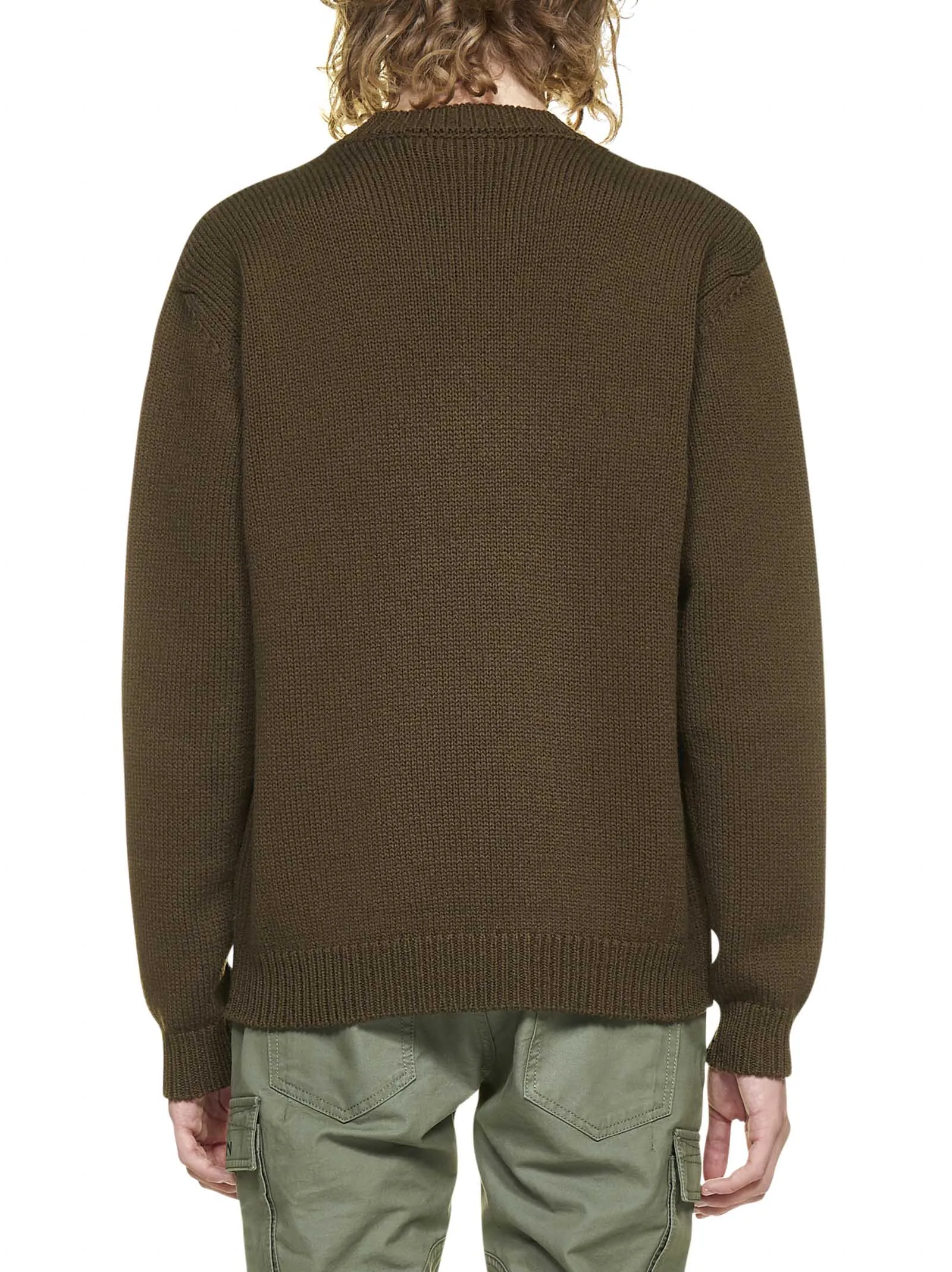 Balmain Logo Intarsia Knit Crewneck Jumper