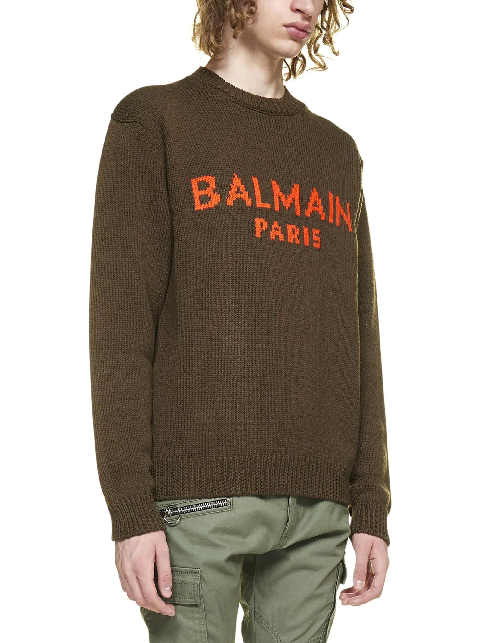 Balmain Logo Intarsia Knit Crewneck Jumper