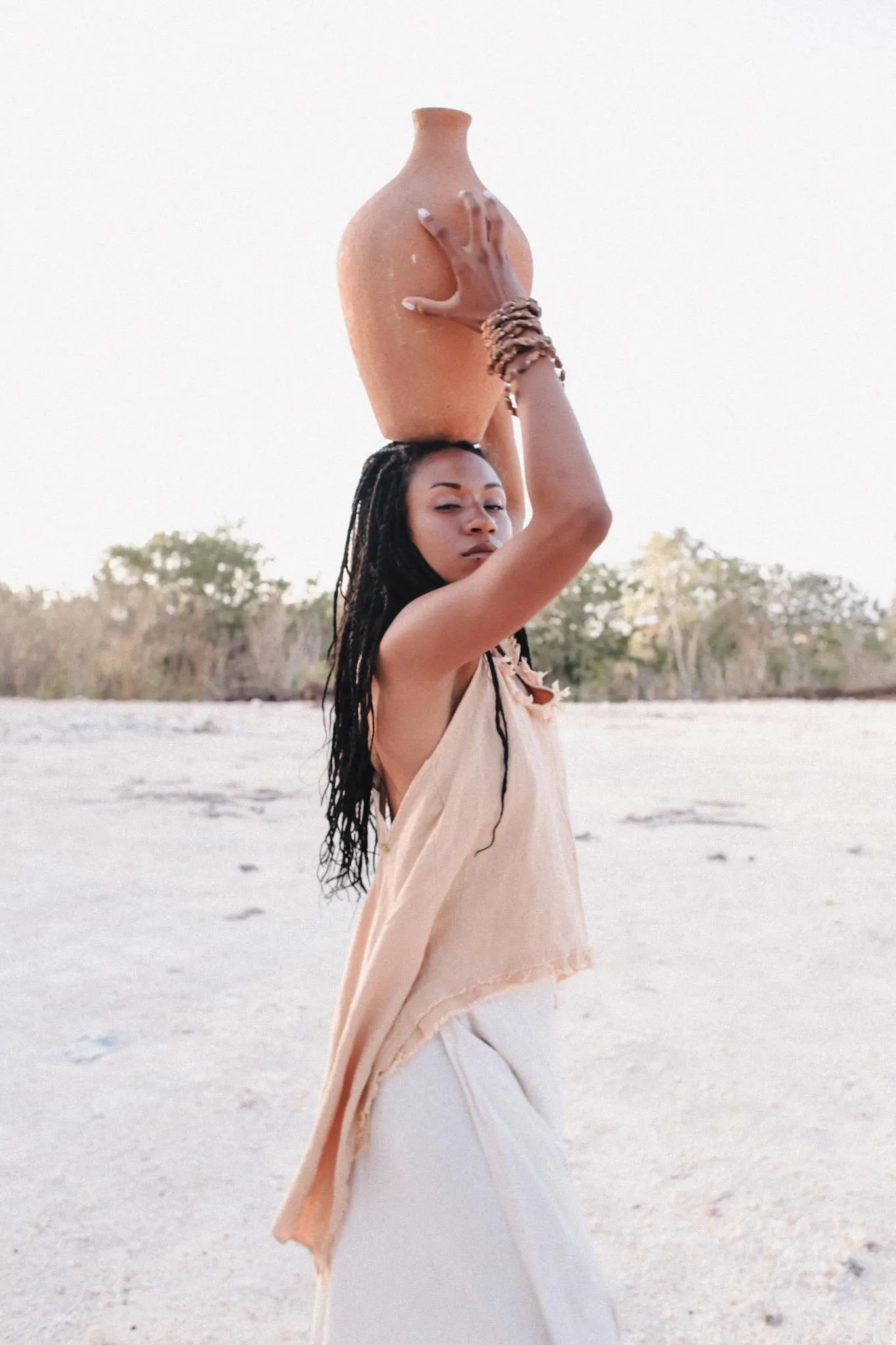 Beige Linen Boho Top For Women • Viking Tunic