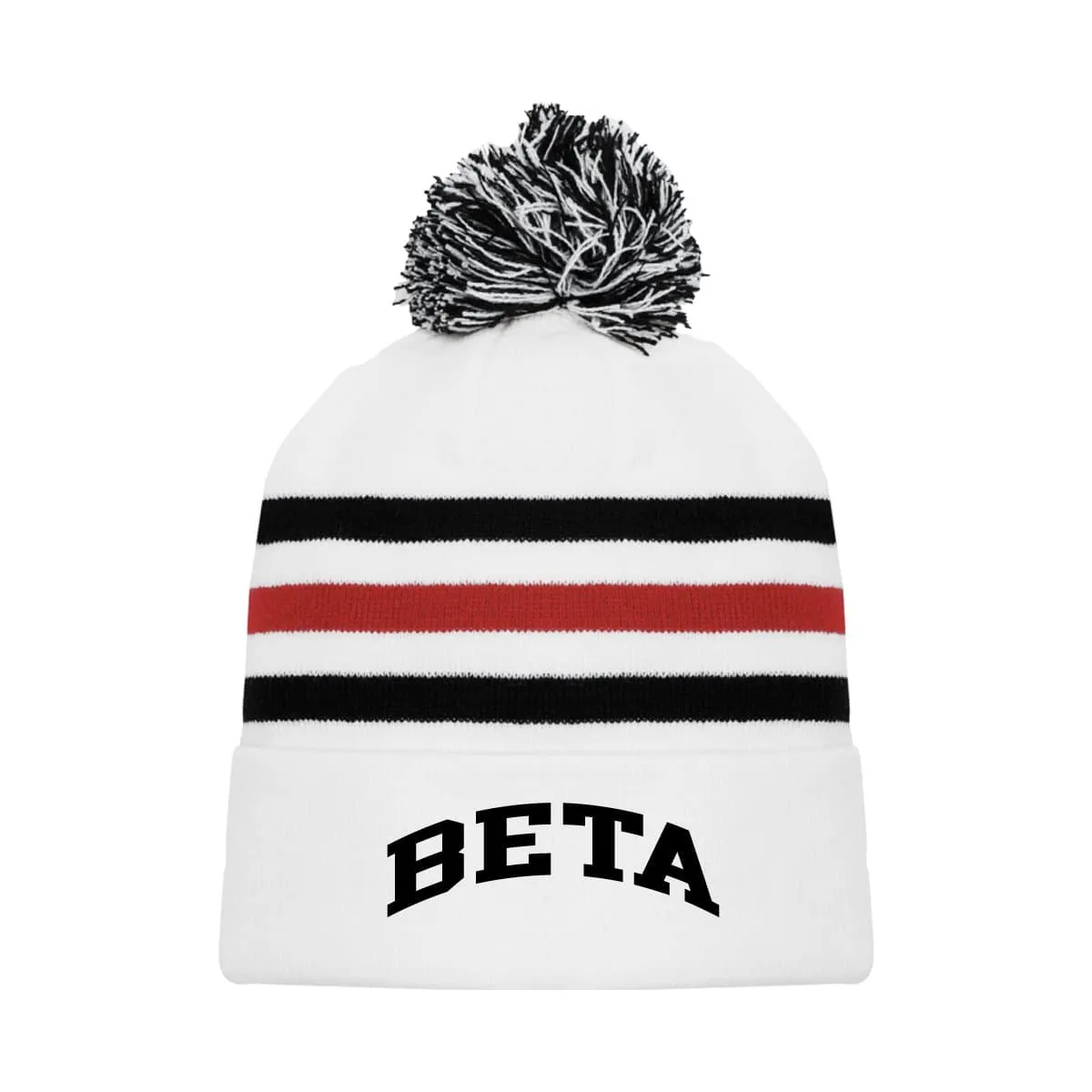 Beta White Hockey Knit Beanie