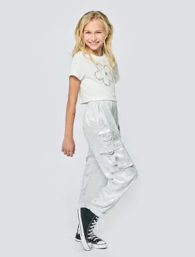 Big l Tween Girl’s Metallic Sheen Cargo Pant Joggers