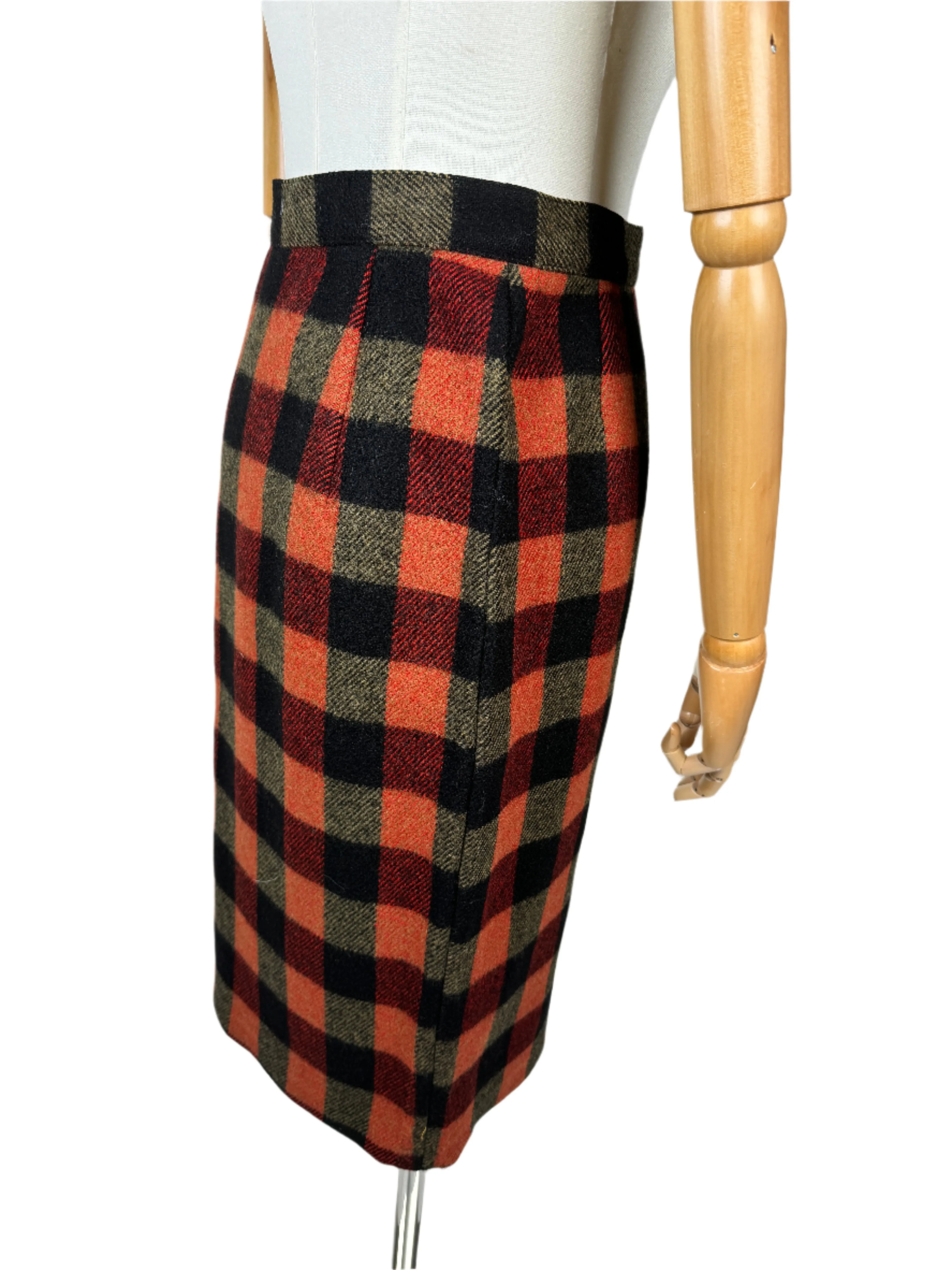 Bill Atkinson, Wool Gingham Pencil Skirt 1960s