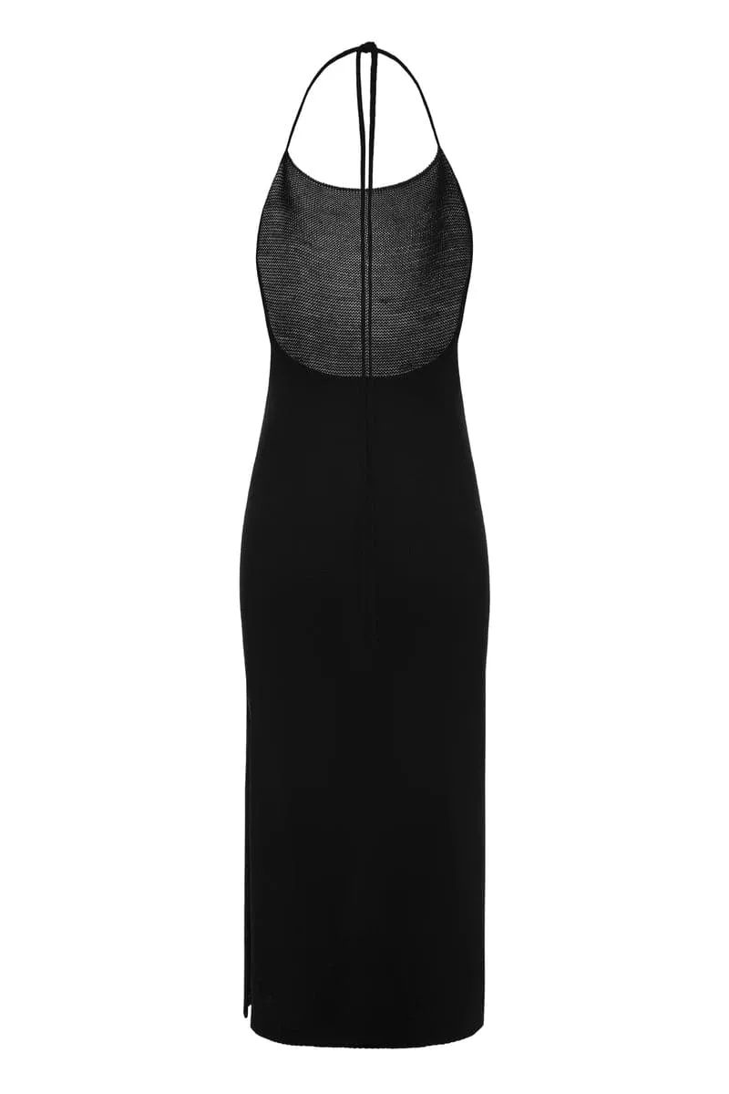 BLACK KNITTED MAXI DRESS