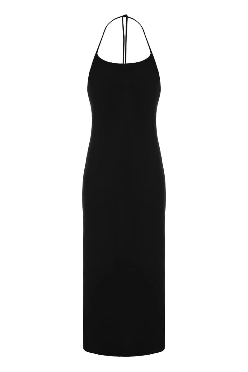 BLACK KNITTED MAXI DRESS