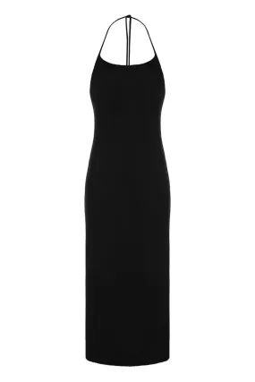 BLACK KNITTED MAXI DRESS