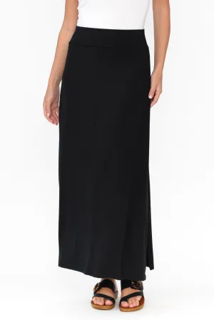 Black Micro Modal Long Panel Skirt