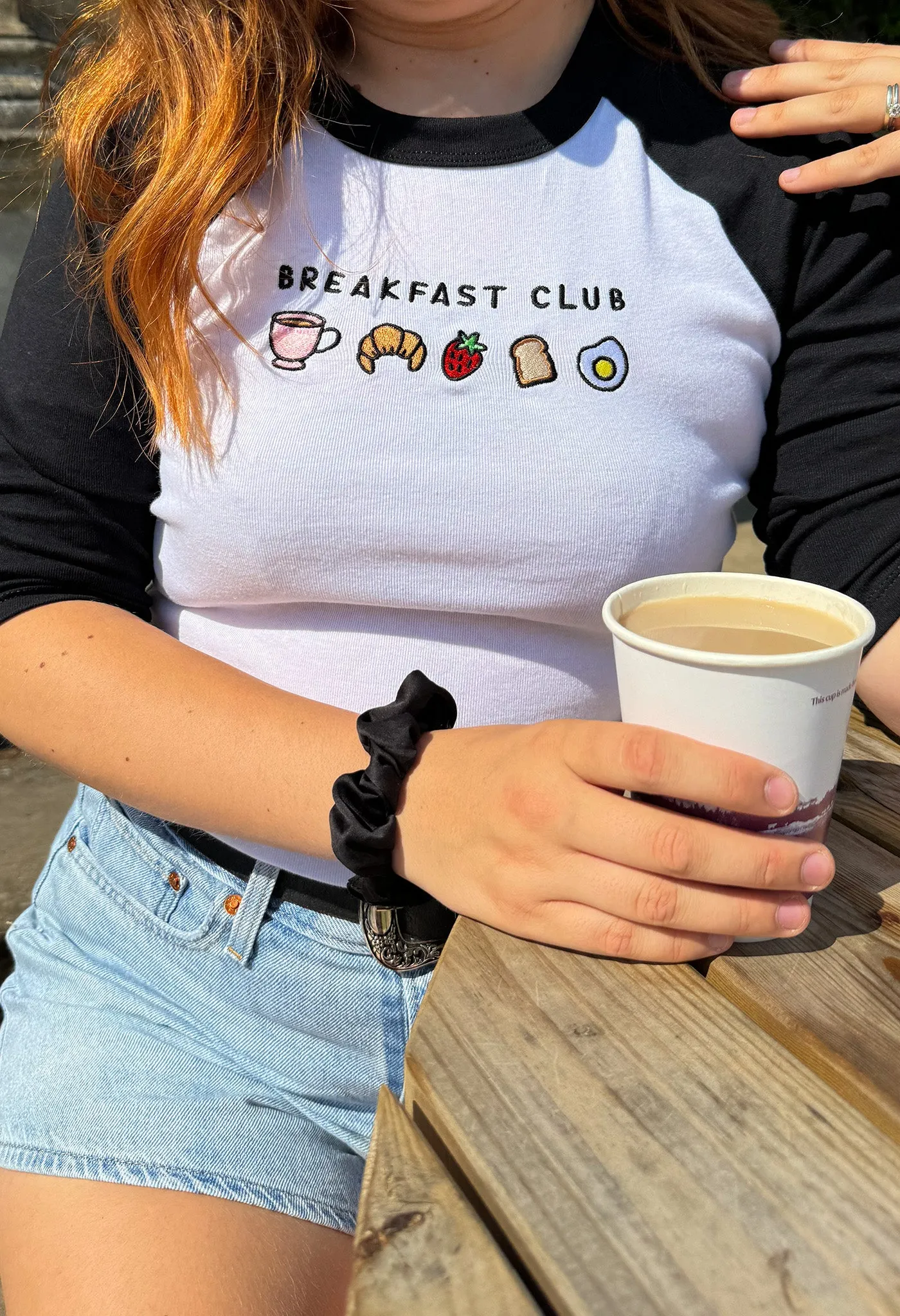 Breakfast Club Embroidered Micro Rib 3/4 Sleeve Tee