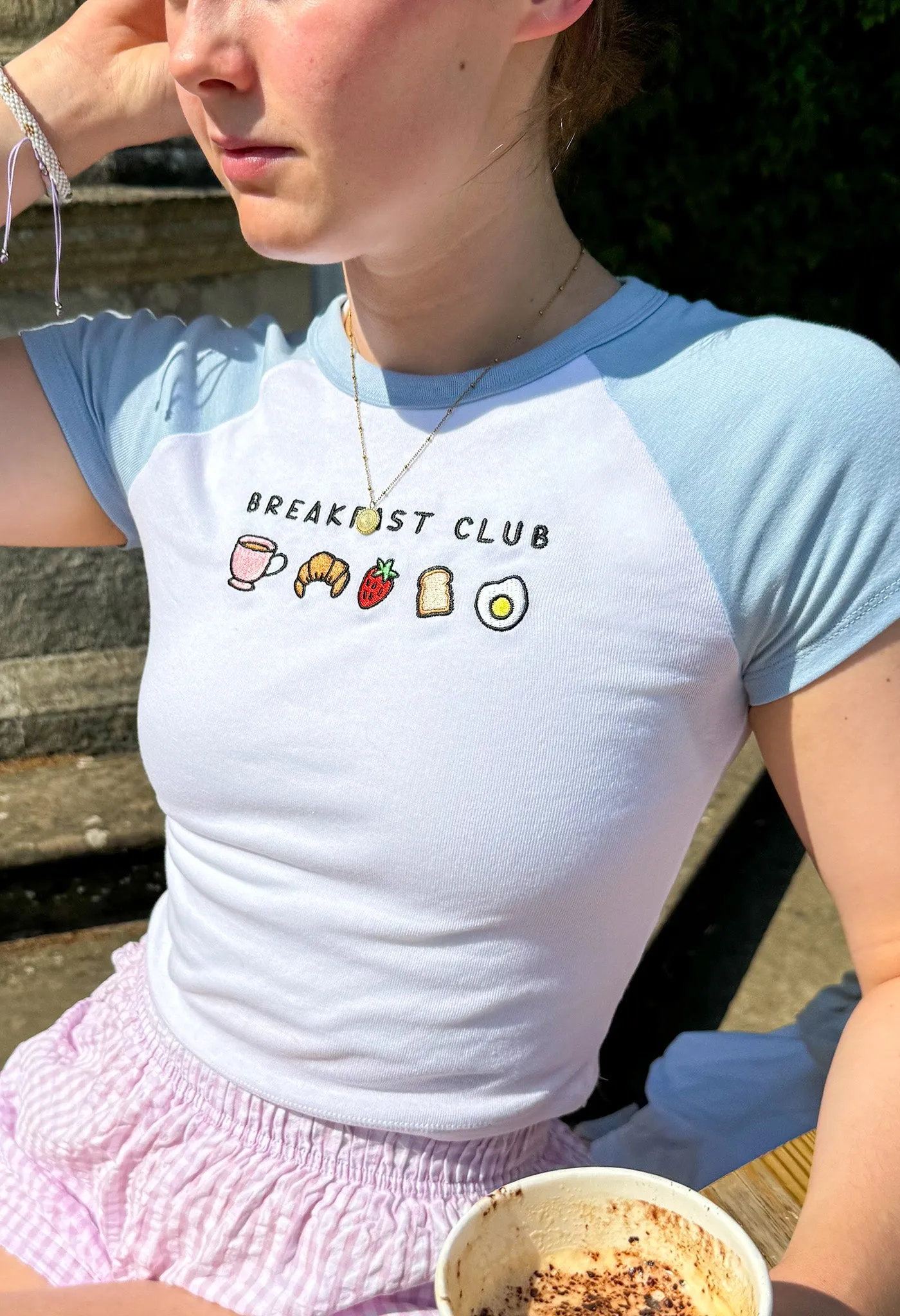 Breakfast Club Embroidered Micro Rib Baby Tee