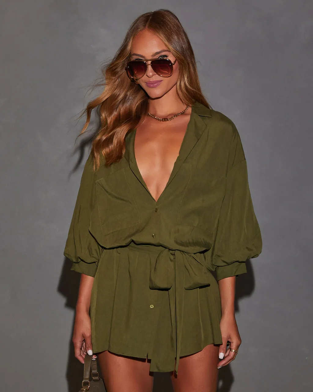 Brenna Blouson Sleeve Shirt Dress