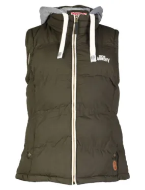 Brookdale Quilted Puffer Gilet with Hood in Green - Tokyo Laundry