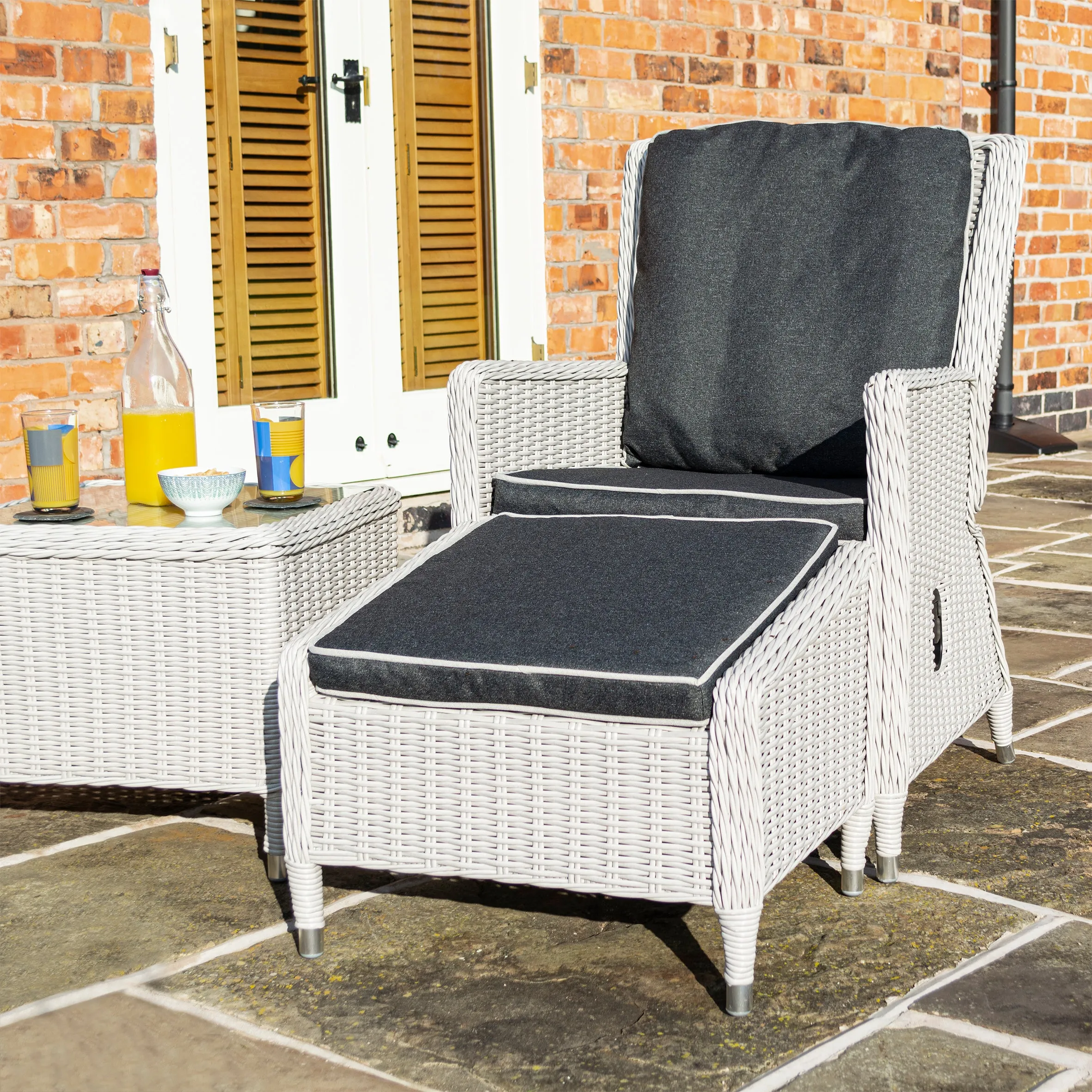 Burley Rattan- Lounge Set- Reclining Chairs- Charcoal Grey