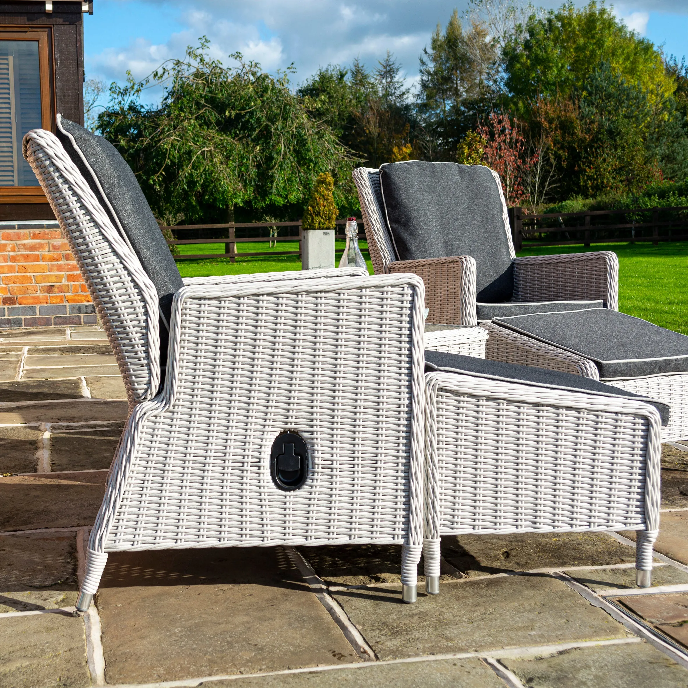 Burley Rattan- Lounge Set- Reclining Chairs- Charcoal Grey