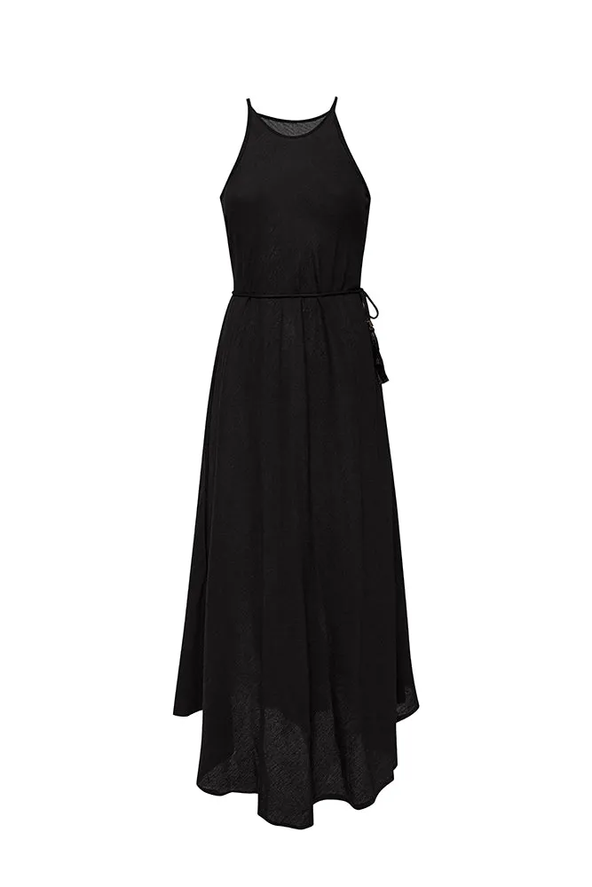 Callie Boho Cotton Maxi Dress Black