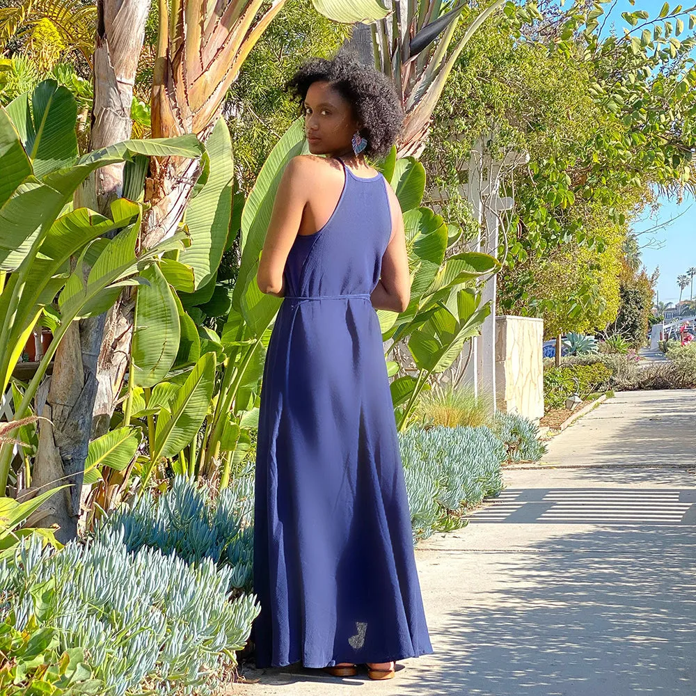 Callie Boho Cotton Maxi Dress Navy