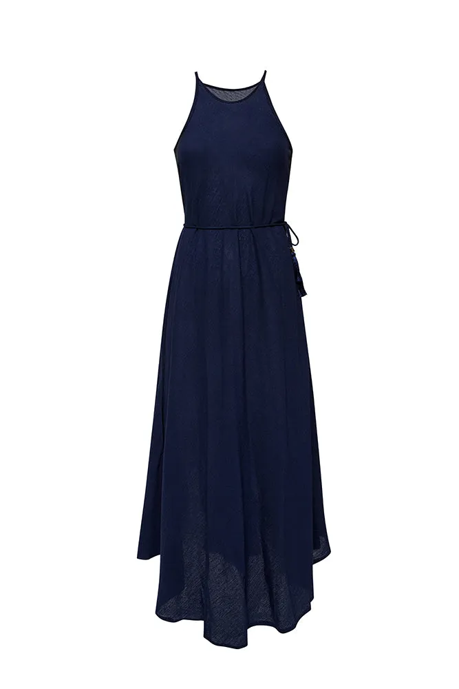 Callie Boho Cotton Maxi Dress Navy