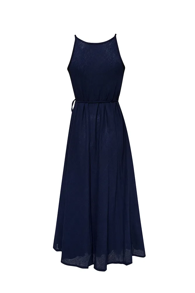 Callie Boho Cotton Maxi Dress Navy