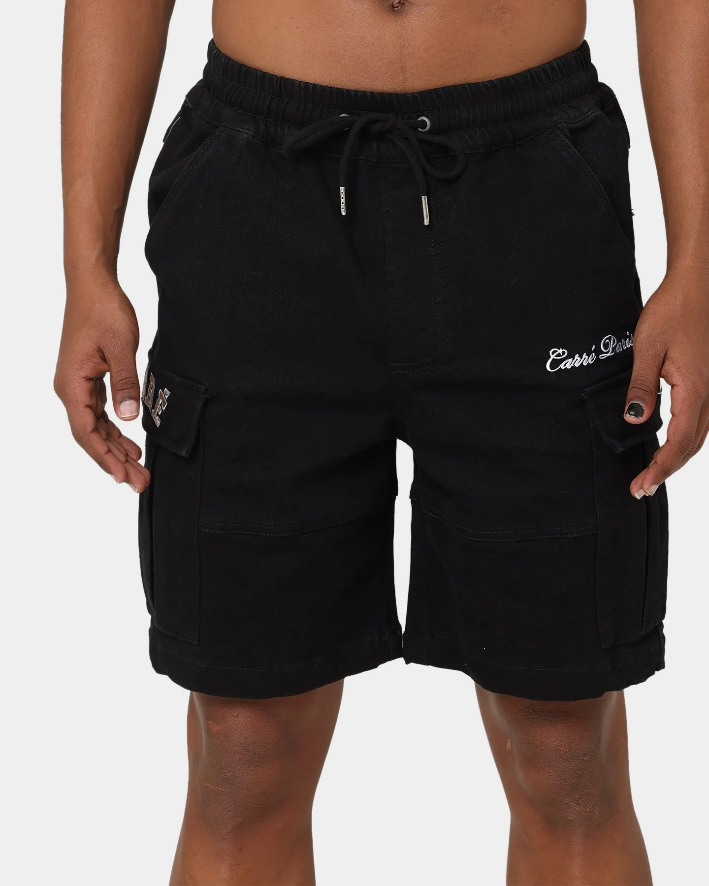 Carré Paris Denim Cargo Shorts Black