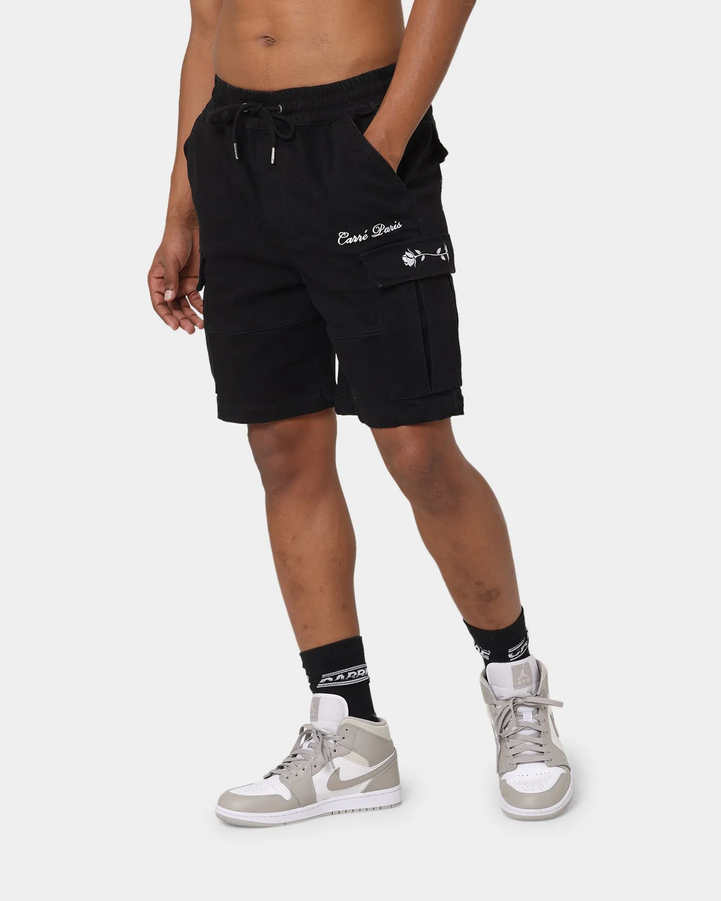 Carré Paris Denim Cargo Shorts Black