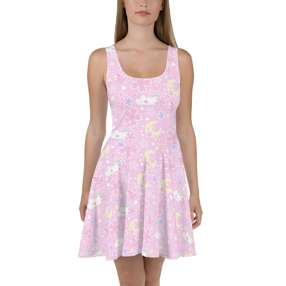 Cherry Blossom Dreams Pink Skater Dress