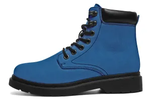 Cobalt Blue Classic Boots - High Quality Micro-Suede Weatherproof Vegan Shoes with Stitched on Soles