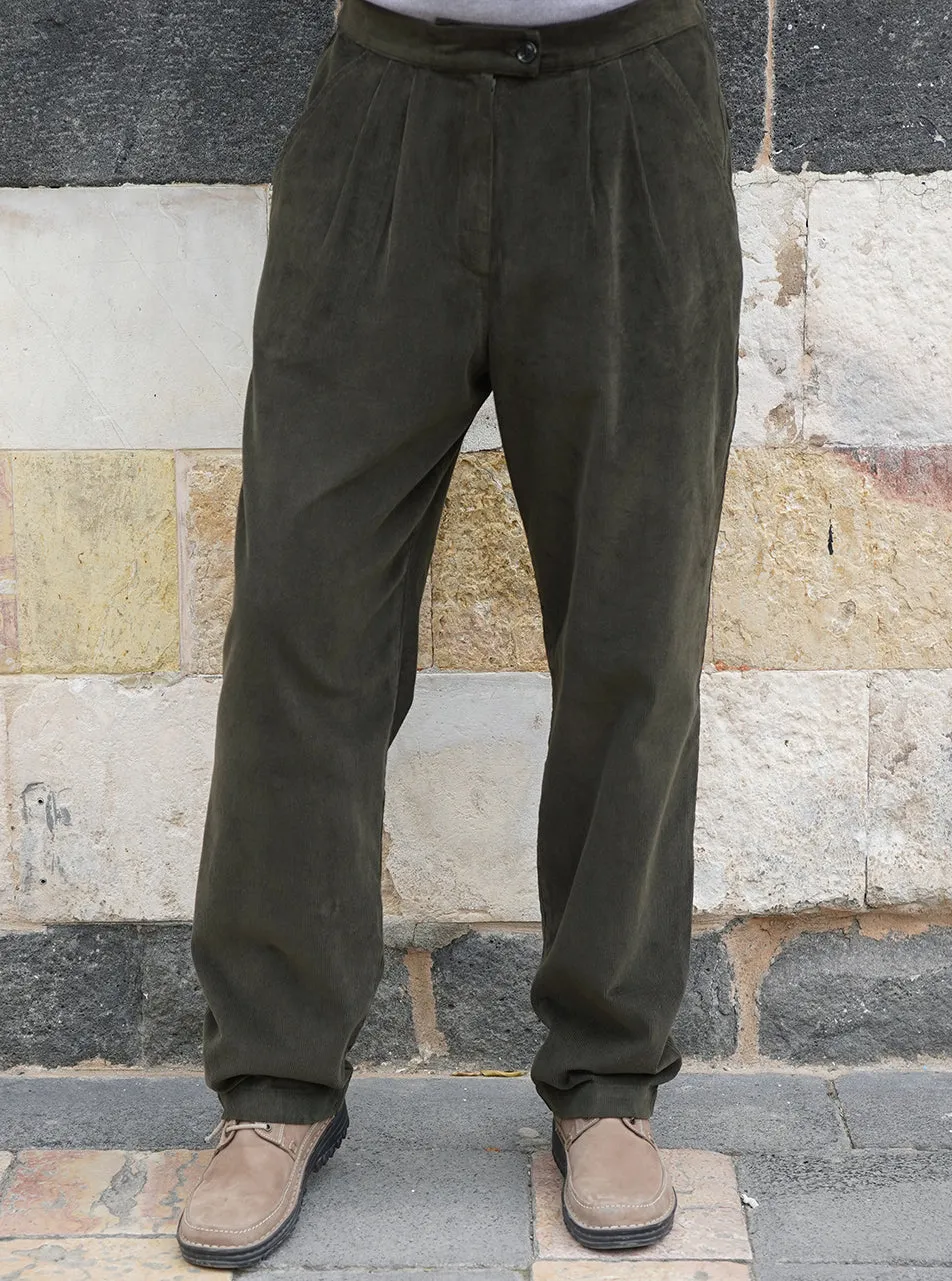 Corduroy Trousers with Pleats