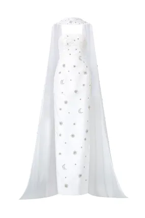 CRYSTAL EMBELLISHED MAXI DRESS WITH SCARF SET