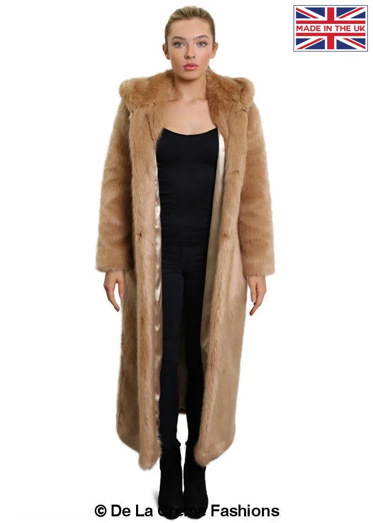 De La Creme - Womens Iconic Faux Fur Hooded Long Coat