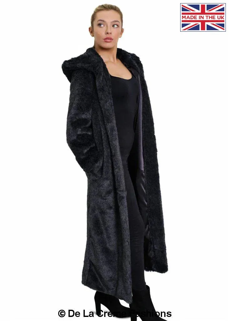 De La Creme - Womens Iconic Faux Fur Hooded Long Coat