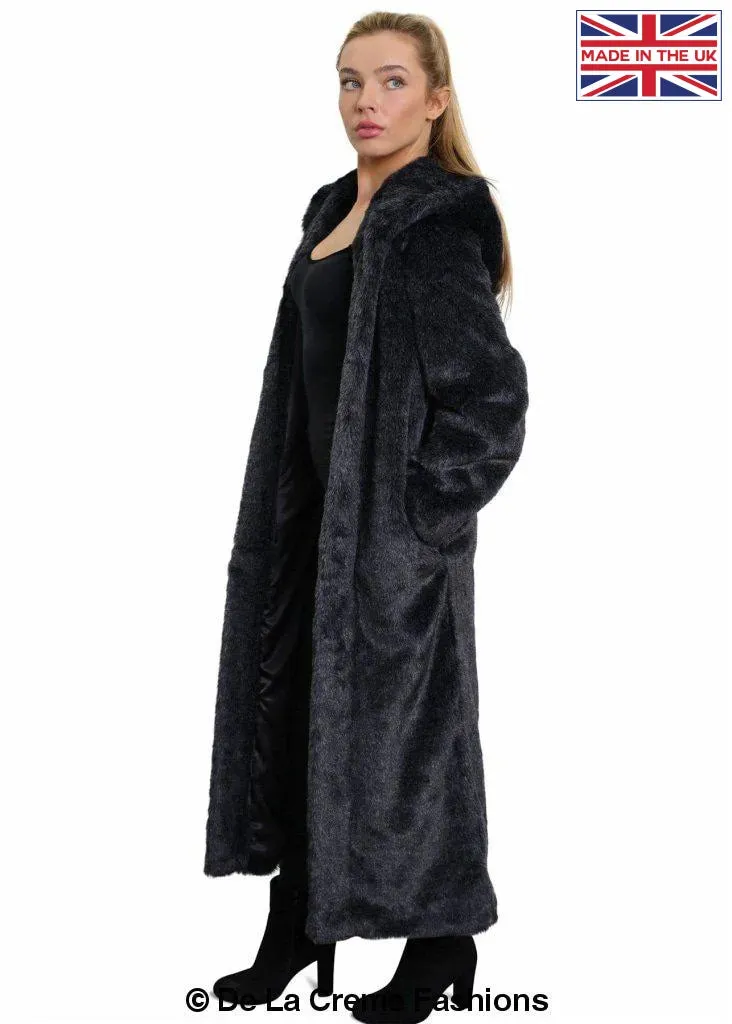 De La Creme - Womens Iconic Faux Fur Hooded Long Coat