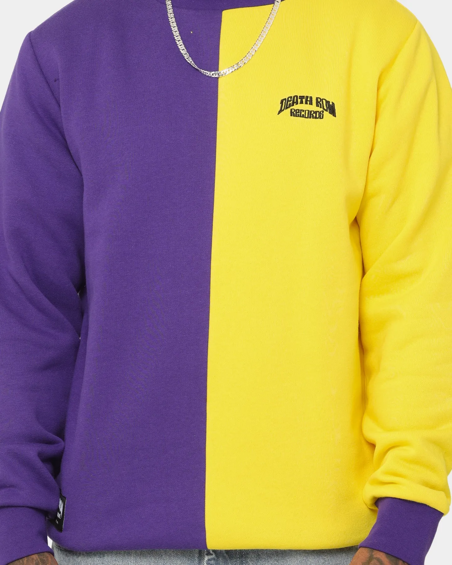 Deathrow Records Half Half Crewneck Purple/Yellow